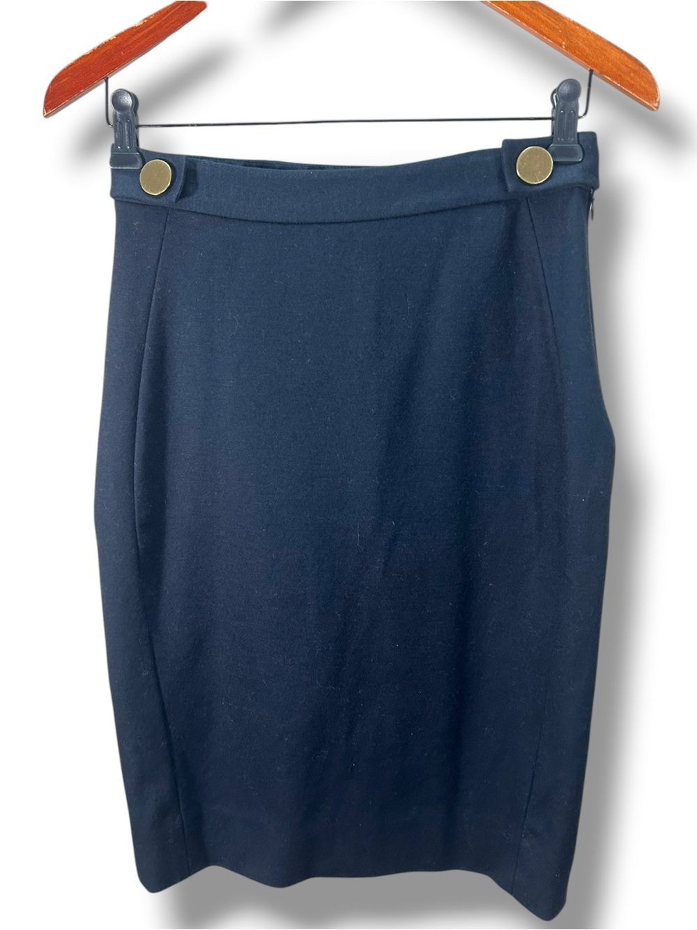 Diane Von Furstenberg Classic Navy Pencil Skirt  Wool Blend Size 4